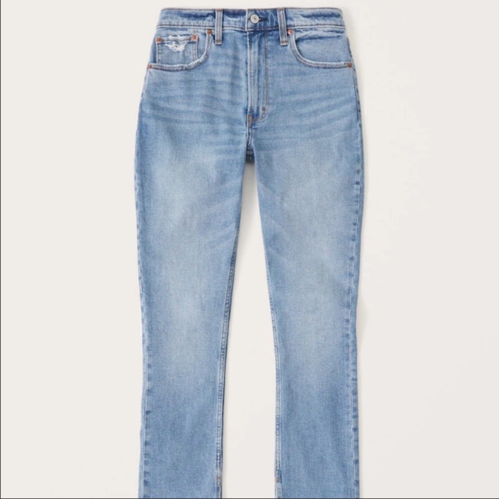 Abercrombie & Fitch The Skinny High Rise Curve Love medium wash skinny split hem